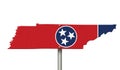 State of Tennessee road sign in the shape of the state map with the flag Royalty Free Stock Photo