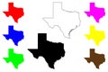 State of Texas (United States of America, USA or U.S.A.) silhouette and outline map Royalty Free Stock Photo