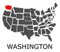 State of Washington on map of USA