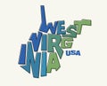 State of West Virginia with the name distorted into state shape. Pop art style vector illustration Royalty Free Stock Photo