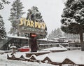 Stateline, Nevada, USA - March 1 2024: Stardust Lodge covered in snow from blizzard. Royalty Free Stock Photo