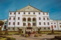 Stately facade of Salton Winery building