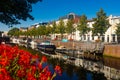 Stately mansions mirrored in a harbor, Breda. Netherlands