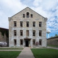 a brick building with a glass tower on the top of it