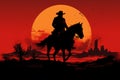 Stately Silhouette cowboy horse. Generate AI Royalty Free Stock Photo