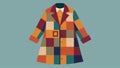 A statement coat created from patchwork quilts and vintage bedspreads exudes a cozy and nostalgic charm.. Vector