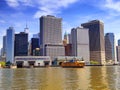 Staten island ferry with Lower Manhattan background Royalty Free Stock Photo