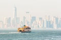 Staten Island Ferry and Lower Manhattan Skyline, New York, USA. Royalty Free Stock Photo