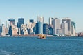 Staten Island Ferry with New York City Skyline Royalty Free Stock Photo