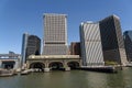 Staten Island Ferry Port and surrounding Skyscrapers in Lower Ma Royalty Free Stock Photo