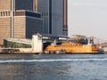 The Staten Island Ferry at the South Ferry terminal in Manhatta