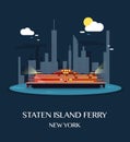 Staten Island Ferry.Vector Illustration.