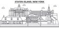 Staten Island, New York architecture line skyline illustration. Linear vector cityscape with famous landmarks, city Royalty Free Stock Photo