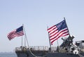 Harpoon cruise missile launchers on the deck of US Navy destroyer UUS Donald Cook during Fleet Week 2012 Royalty Free Stock Photo