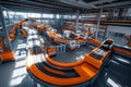 A stateoftheart car is being built by advanced robots inside a factory