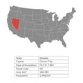 States of America territory on white background. Nevada. Separate state. Vector illustration Royalty Free Stock Photo