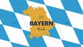 15 of 16 states of Germany with a name, capital and detailed vector Bayern map for printing posters, postcards and t-shirts