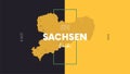 13 of 16 states of Germany with a name, capital and detailed vector Sachsen map for printing posters, postcards and t-shirts