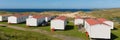 Static caravans with view to beautiful Cornish coast in summer