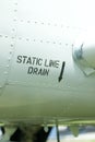 Static line drain decal on an old aircraft Royalty Free Stock Photo