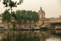 Static shot the RIver Seine and Institut de France in Paris at dawn Royalty Free Stock Photo