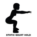 Static squat hold. Squat. Sport exersice. Silhouettes of woman doing exercise. Workout, training Royalty Free Stock Photo