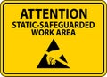 Static Warning Sign Attention - Static-Safeguarded Work Area Royalty Free Stock Photo