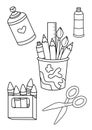 Statiohnery School Tools Painting Crafting Coloring Pages for Kids and Adult Royalty Free Stock Photo