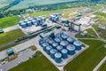 Station of bio gas production. Modern factory. Ecological production. View from above. Plant in field. Royalty Free Stock Photo
