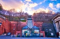 The station of Budapest Castle Hill Funicular on Clark Adam Square, on February 23 in Budapest, Hungary Royalty Free Stock Photo