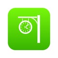 Station clock icon digital green