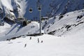 Station of the gondola cable car `Krugozor` on the slope of Mount Elbrus