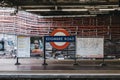 Station name sign on the outdoor platform of Edgware Road tube station, London, UK