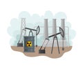 Station for Oil Extraction as Natural Resource Vector Illustration Royalty Free Stock Photo