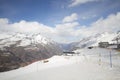 Station of ropeway, Ski Lift on Snow Mountains Royalty Free Stock Photo