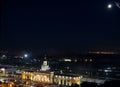 The station square of Yaroslavl. fog over the city and the railway. Night Royalty Free Stock Photo