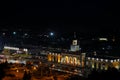 The station square of Yaroslavl. fog over the city and the railway. Night Royalty Free Stock Photo