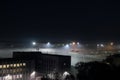 The station square of Yaroslavl. fog over the city and the railway. Night Royalty Free Stock Photo