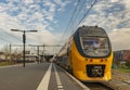 Station with train in spring sunny day in Bergen op Zoom Netherlands 03 04 2024