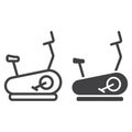 Stationary bicycle line and glyph icon Royalty Free Stock Photo