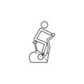 Stationary bicycle line icon, Exercise Bike Royalty Free Stock Photo