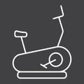 Stationary bicycle line icon, fitness and sport Royalty Free Stock Photo