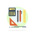 Stationary, Book, Calculator, Pen Abstract Circle Background Flat color Icon Royalty Free Stock Photo