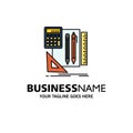 Stationary, Book, Calculator, Pen Business Logo Template. Flat Color Royalty Free Stock Photo