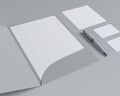 Stationary mockup 3d render with A4 Paper Royalty Free Stock Photo