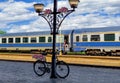 Stationary old train in the Ramnicu Sarat train station