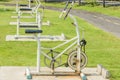 Stationary spinning exercise bike Royalty Free Stock Photo