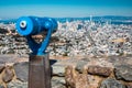 Stationary telescope with a view of the San Francisco panorama from Christmas Tree Point Royalty Free Stock Photo