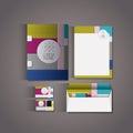 Stationary templates with texture colours business stationery on gray background