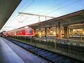 Stationed passenger trains at Ploiesti City south railway station